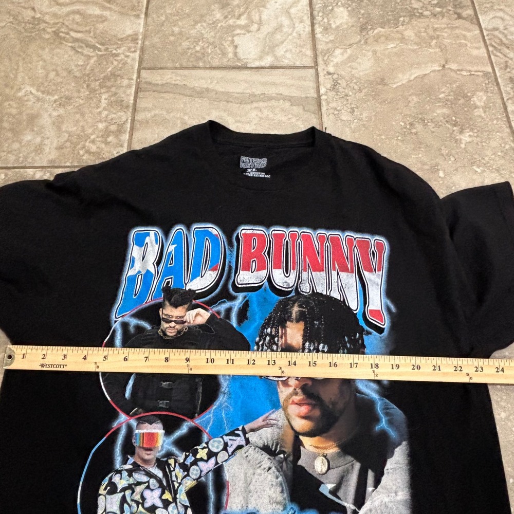 Bad Bunny El Ultimo Tour Del Mundo T-Shirt Mens XL Black Future Retro 2032 Tour - Picture 7 of 8